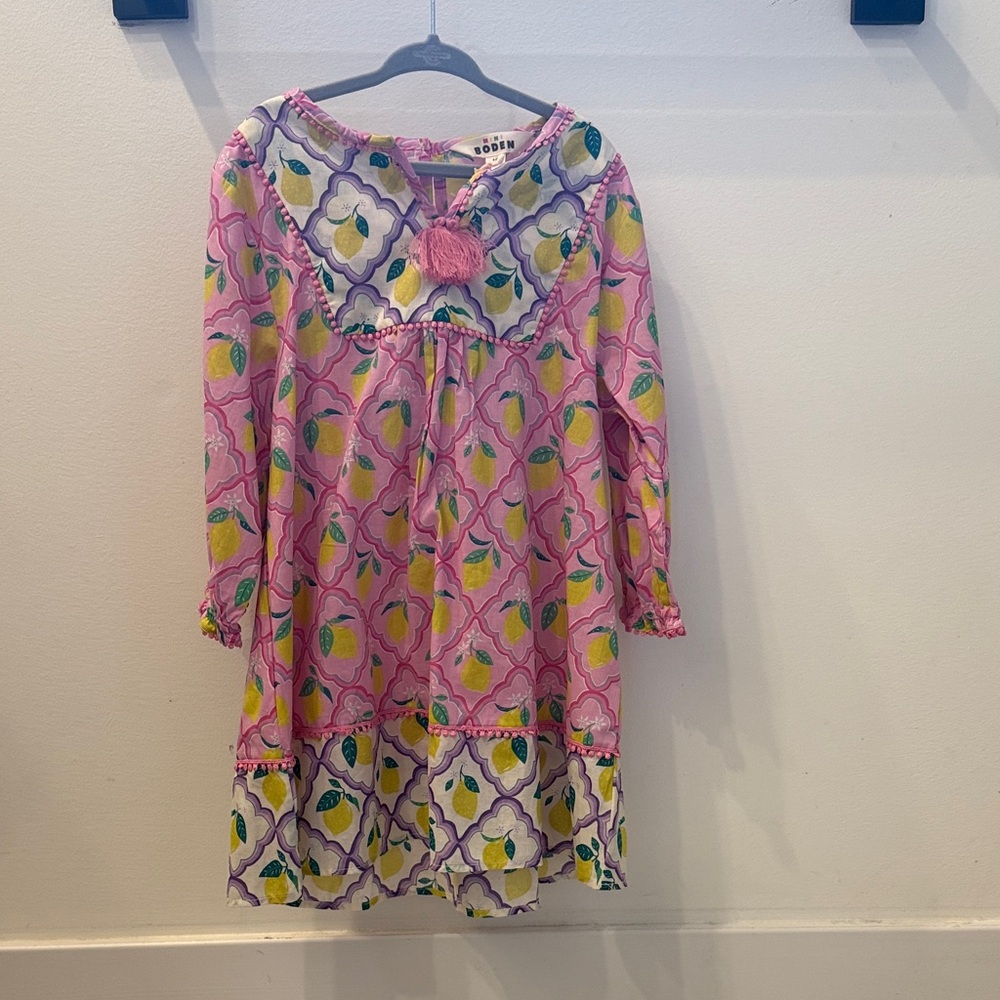 NWT Mini Biden Pink Lemon Print Girls Dress